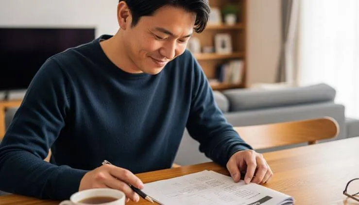 細な内訳が記載された見積書を見ている顧客の様子