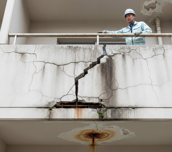 アパートのベランダのひび割れの原因と放置リスク
