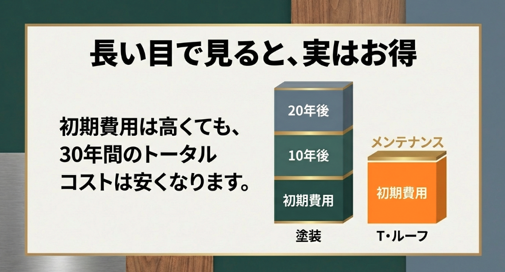 初期費用は高くても30年間のメンテナンス費を含めると安くなるコストシミュレーション