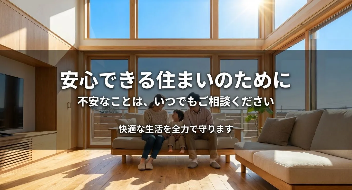 「安心できる住まいのために、不安なことはいつでもご相談ください」というメッセージを込めた結びのスライド