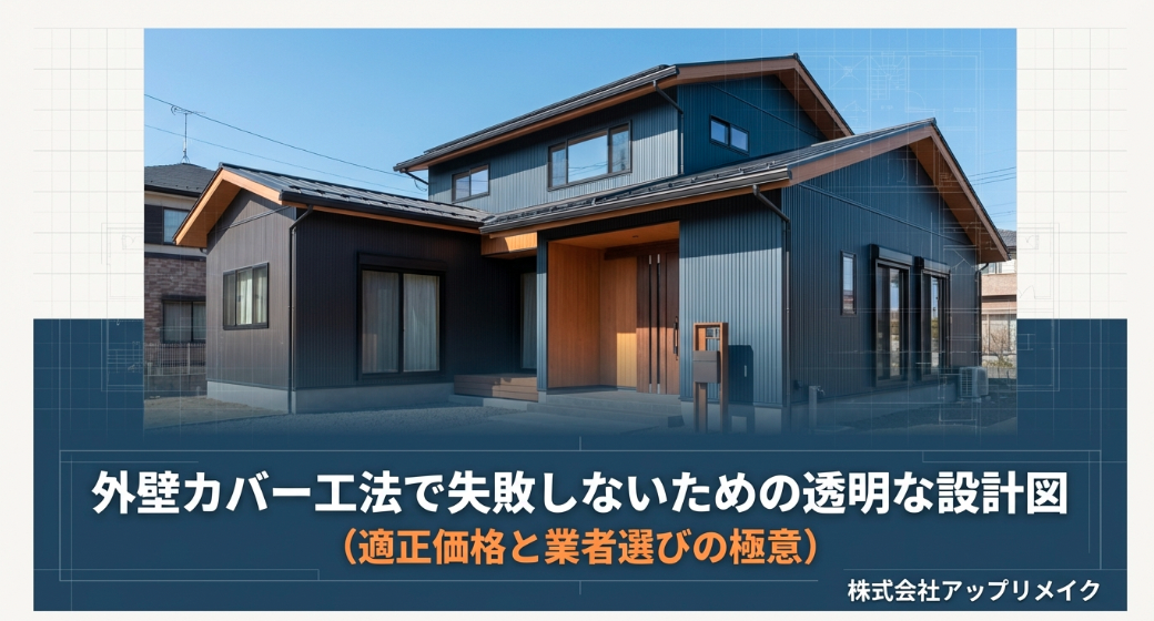 外壁カバー工法で失敗しないための透明な設計図の表紙スライド